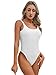 Loloda Women's Sexy One Piece Bikini Swimsuit Fashion Backless High Cut Thong Dance Leotard Bodysuit White Small