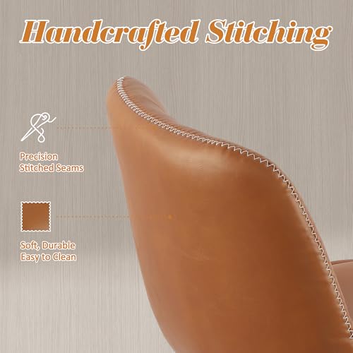 LSSPAID Set de 2 Butacos Ajustables con Giratorio 360°, Respaldo, Asiento en Cuero PU, Base de Metal con Acabado Antiguo Cepillado, Color Marrón miniatura 4
