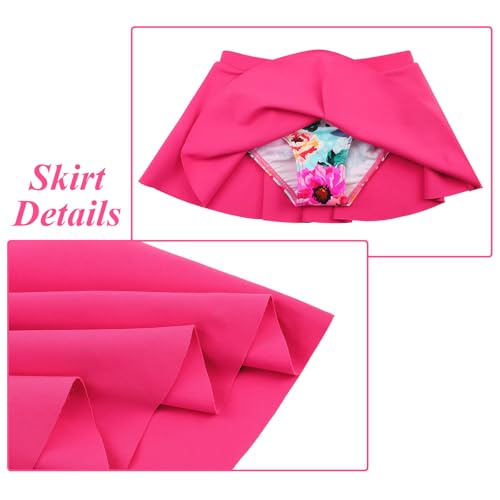 BAOHULU Girls Two Piece Swimsuits Rash Guard Ruffle Bikini Skirt Short Sleeves Beach Dress Swimwear UPF 50+ 3-12Y4