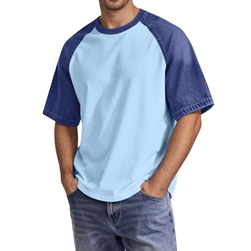 T-shirt en denim patchwork ample et anti-transpiration pour le confort d'été