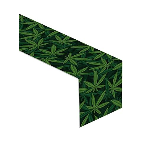 Linen 13x72 Marijuana Leaf Table Runner Have A Dope Birthday Table Decoration Marijuanay Leaves Themed Party Table Decor for Home Kitchen Dining Cover