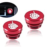 dawfall 2 PCS Car Metal Cigarette Lighter Cover, ID 0.8" OD 0.98" Personalized Middle Finger Cigarette Socket Decoration, Dustproof Sealing Cover with Rubber Ring, Universal for Car Motorcycles (Red)