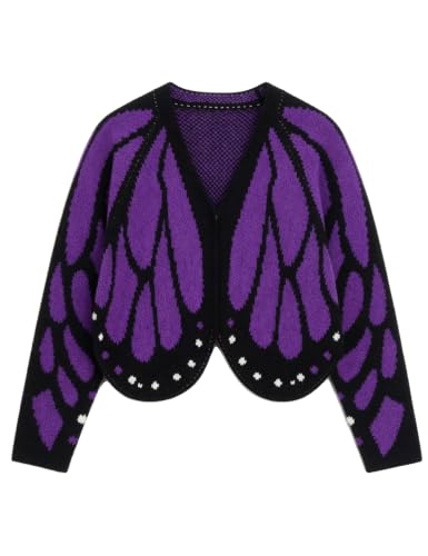 Image of Women's Monarch Butterfly Wing Cropped Cardigan Sweater Halloween Costume