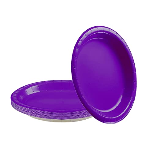 YAAVAAW 16Pcs Purple Paper Plates Party Supplies,9" Round Dessert Plate Dinner Luncheon Plates Plates Tableware Creative DIY Paper Plates Solid Color Party Plates for Kids Adult Birthday,BBQ,Picnic