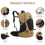 IX INOXTO Hiking Backpack, Waterproof Hiking Daypack with 3L Water Bladder and Rain Cover, Lightweight Travel Camping Backpack for Men Women (Khaki) - Image 3