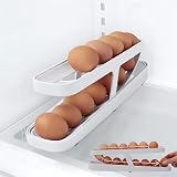 Dispensador de Huevos de Dos Niveles, Huevera para Frigorífico, Ahorra Espacio, Fácil de Usar, Almacena de 12 a 14 Huevos Blanco