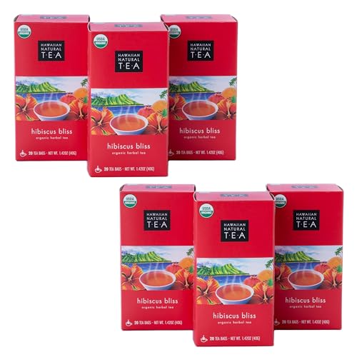 Image of Hawaiian Natural Tea Hibiscus Flavored Organic Herbal Tea - Caffeine Free All Natural For Wellness, Perfect Daily Cup & Gift - 120 Bags