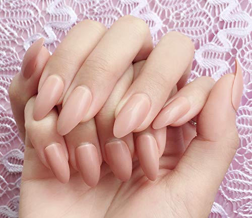Simple Nude Nail Tips Stiletto False Nails for Girls