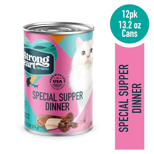 Image of A Strong Heart Canned Wet Cat Food, Special Supper Dinner Pate - Turkey, Whitefish & Liver - Complete & Balanced for Adult Cats, Made in USA - 13.2 oz Cans, Pack of 12