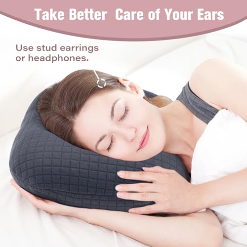 Ear Piercing Pillow for Side Sleepers, Ear Pillows with Holes for Pain, Earring Inflammation Pressure Sores, Cotton Earring Pillow for CNH Side Sleepers