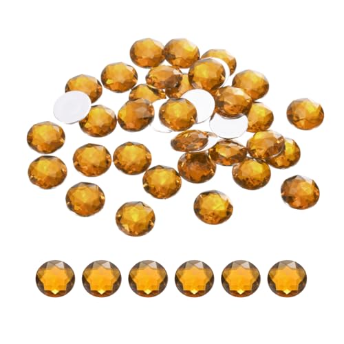 Image of MECCANIXITY Flat Back Round Acrylic Rhinestones,14mm Brown Flatback Crystal Rhinestones for Crafts Clothes Shoes DIY Decoration Gifts 50Pcs