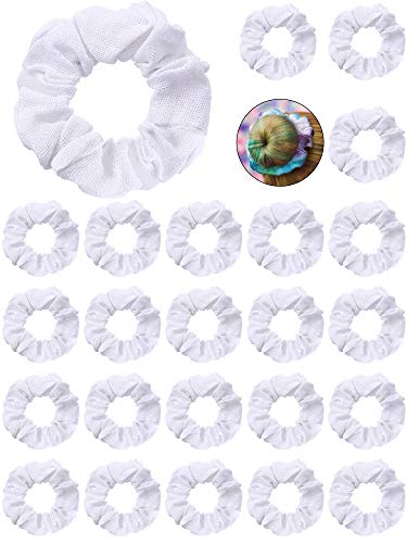 24 Pieces White Scrunchies Hair Ties DIY Elastics Scrunchy Soft Hair Bands for DIY