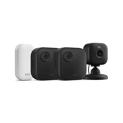 Blink Outdoor 4 + Mini 2 – Wireless smart security camera, two-year battery life, 1080p HD day and infrared night live view. Sync Module Core included – 2 camera system + Mini 2 (White)