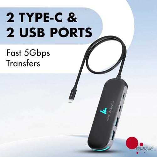 Image of Type C to 2 Port Type C & 2 Port Wozoyo USB 3.2 Hub,Data Transfer Upto 5Gbps,Plug & Play,Multiport Type C Hub 30cm Cable,Compatible with MacBook,Laptop,Tablet, Smartphones & Type C Enabled Devices