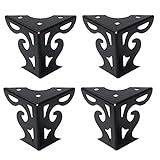 T Tulead Furniture Feet Hollow Out Modern Cabinet Legs Sofa Feet Table Legs Iron Couch Feet Black Cupboard Feet Dresser Legs 3' Height Wardrobe Feet Pack of 4 with Mounting Screws