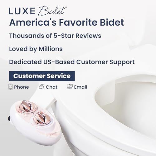 Image of LUXE Bidet Neo 185 (Elite) Non-Electric Bidet Toilet Attachment w / Self-cleaning Dual Nozzle and Easy Water Pressure Adjustment for Sanitary and Feminine Wash (Rose Gold)