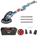 FANZWORK Trockenbauschleifer mit EC Bürstenlosem Motor, ULTRA Leicht-Gewicht, 900 W Schleifgiraffe, 2300 U/min(Max.), mit Absaugsystem, LED Beleuchtung, inkl. 225 mm Schleifscheiben x 12, Tragkoffer