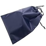 紺シンプル無地巾着袋 ネイビー スリッパ入れ シューズケース (ネイビー)