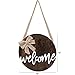 Dahey Welcome Sign for Front Door Decor Winter Wreath 12 Inch Farmhouse Wood Wall Hanging Outdoor Home Porch Decorations for Christmas Day All Seasons Holiday Housewarming Gift, Brown