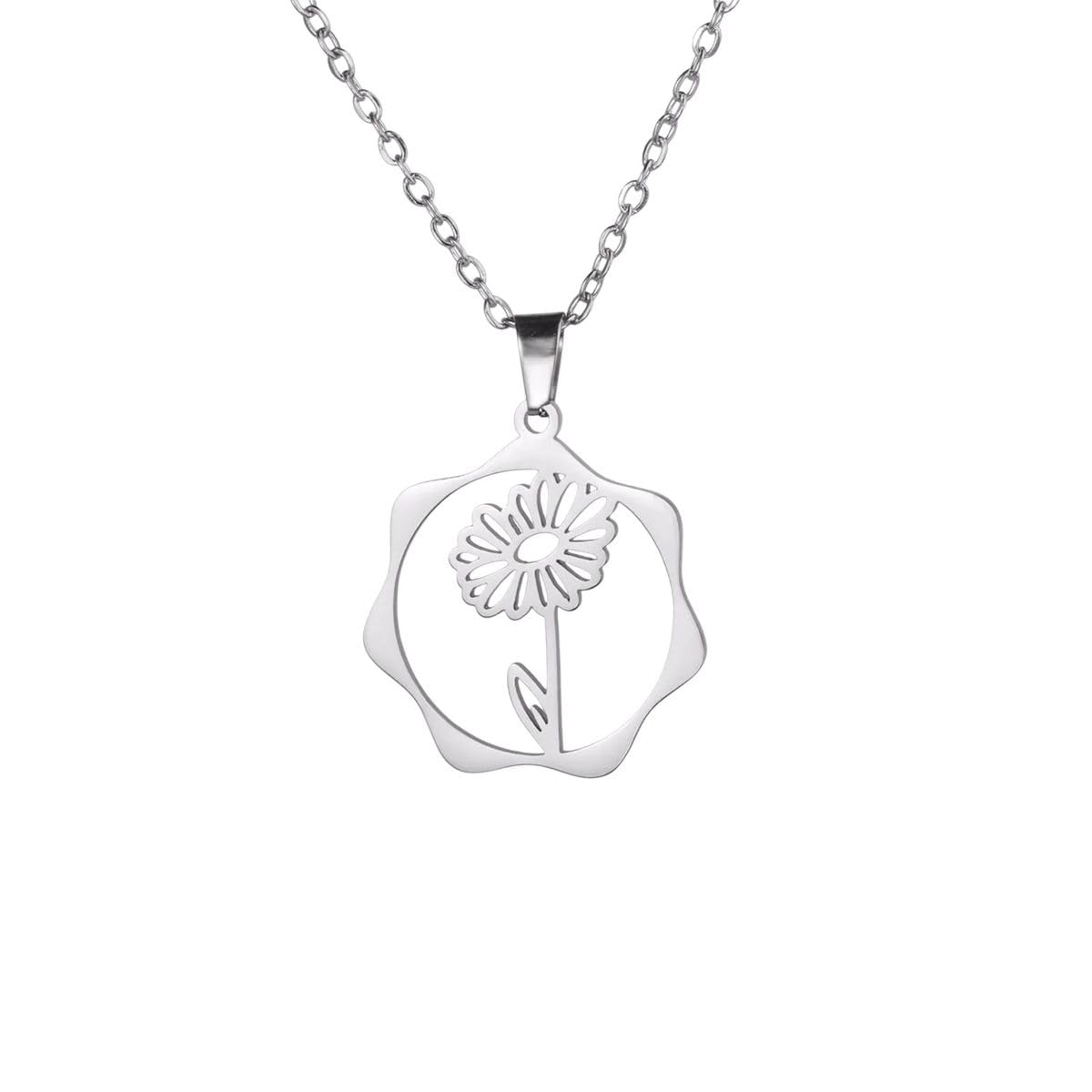 Collier de fleur de naissance acier inoxydable pendentif unisexe tendance 2026