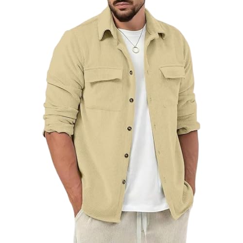 Image of MiraMichi Men's Full Sleeve Corduroy Striped Casual Jacket, Perfect for Everyday Stylish Outfits, Standard Length