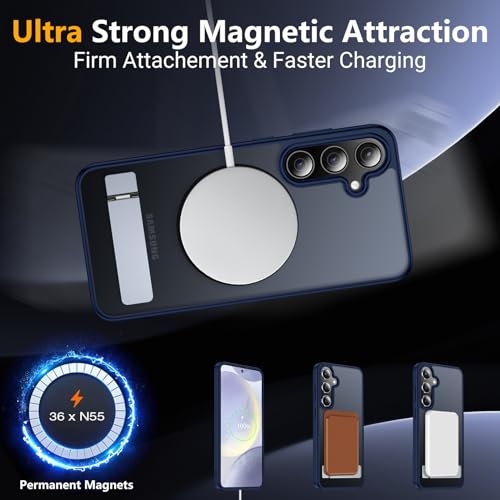 Image of SPIDERCASE Magnetic for Samsung Galaxy S24 Case, [3 Stand Ways][ Military Grade Drop Protection] with Invisible Stand Shockproof Slim Case for S24 6.2 inch, Blue