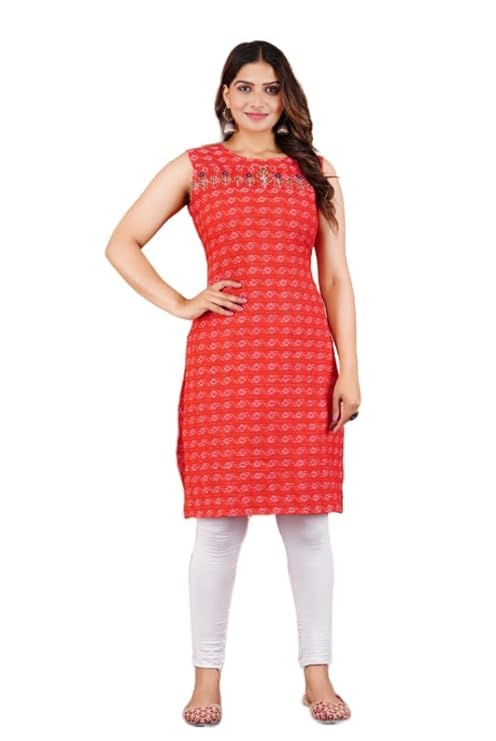 Women's Cotton Straight Kurta, Printed Design-picture-58