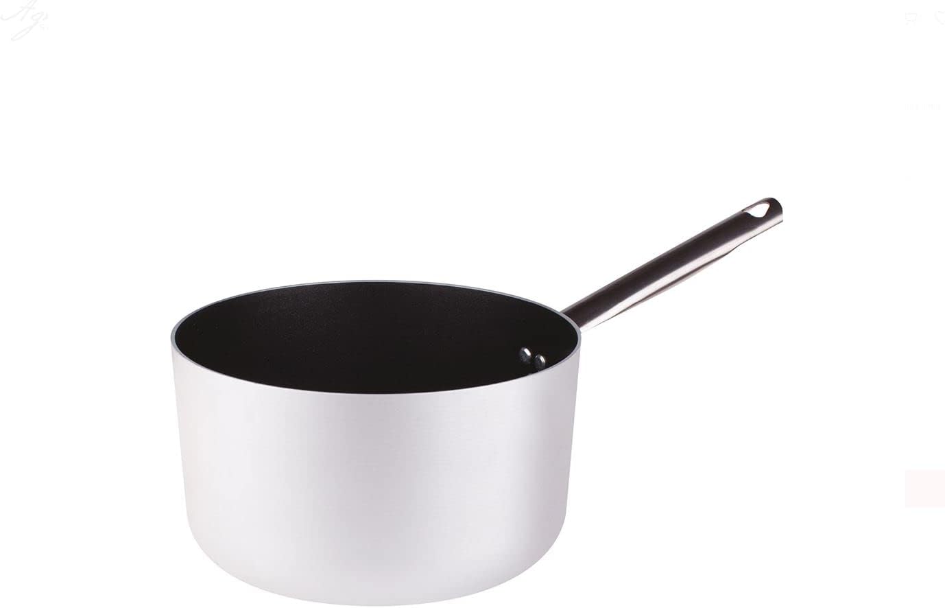 Pentole Agnelli Professional Aluminium Anti - Adherent 3 Mm. Deep Saucepan with Tubular Steel Handle, Diameter 18 cm.