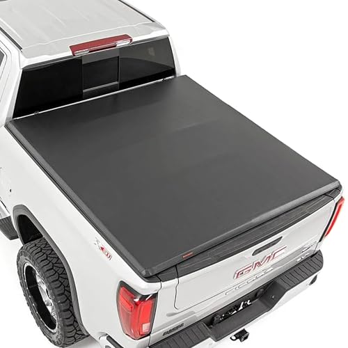 Rough Country Soft Tri-Fold Vinyl Tonneau Cover for Chevy Silverado & GMC Sierra 1500 (2019-2025) - Fits 5'10 Bed, Weather-Resistant Truck Bed Cover