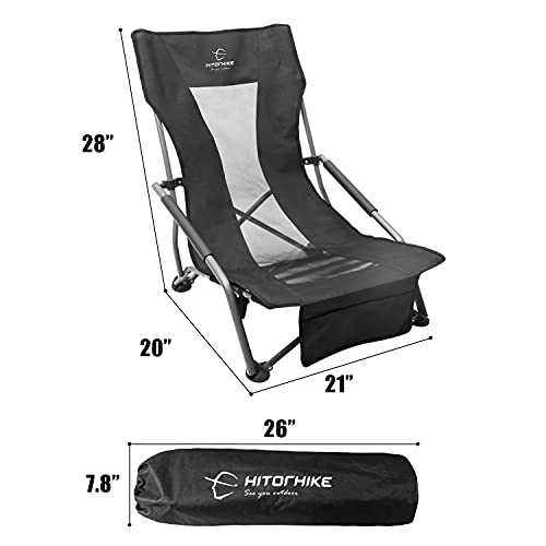 Hitorhike High-Back Beach Chair Camping Concert Folding Chair With Armrests And Breathable Nylon Mesh Back Compact And Sturdy Chair #TOP1
