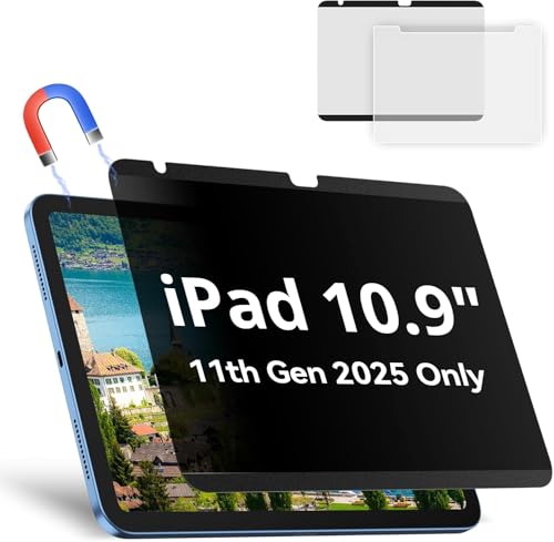 Image of Magnetic Privacy Screen Protector Compatible with iPad A16 (10 /11th Generation) 10.9 /11Inch 2022 /2025 , Anti Glare Shield Anti Blue Light Filter, Bubble-Free Film Easy Install Black Security Guard