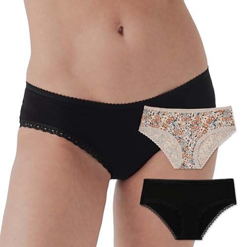 Image of Pact Women's Organic Cotton Soft Hipster Panties, No Show Design Cheeky Bikini Underwear, 2 Pack