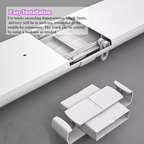 Heavy Duty Double Track Curtain Rail for Ceiling Mounting, Conjoined Design Room Partition, Ideal RV, Living Room, Hospital, and Bedroom