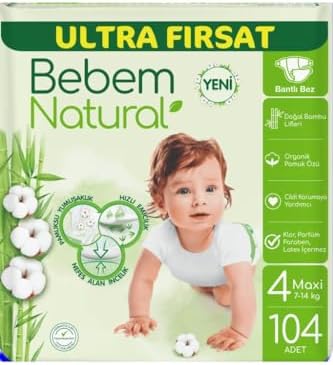 Bebem Natural 4 numara Maxi 104 adet Bebek Bezi