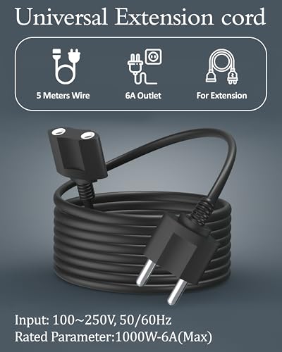 Image of FEDUS 16.4ft Long 22AWG Male to Female 2 Pin Power Extension Cord Wire, 6amp Indoor Outdoor Power Cord Extension Electrical Extender Power Cable for appliances, Electronics, and Power Tools.