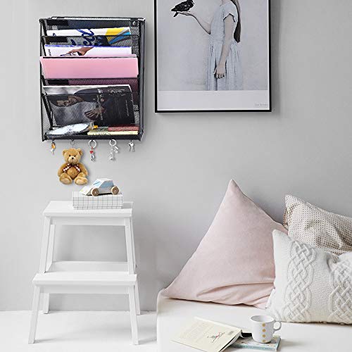 Veesun Wall File Holder Organizer for Office, Hanging Metal Magazine Rack Holder Organizer,Black