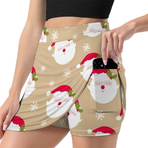 Mini jupe de course athlétique Père Noël pour femme avec poche de sport