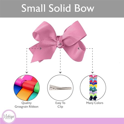 Image of Small Solid Bow for Girls - Set of 12 (Rose)