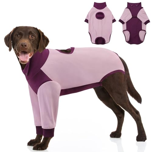 Image of AOFITEE Dog Recovery Suit for Front Legs, Breathable Dog Wound Care Shirt to Stop Licking, Thigh Protective Dog Surgical Suit Male Famale, Dog Surgery Suit Female Spay Cone Collar Alternative, Purple