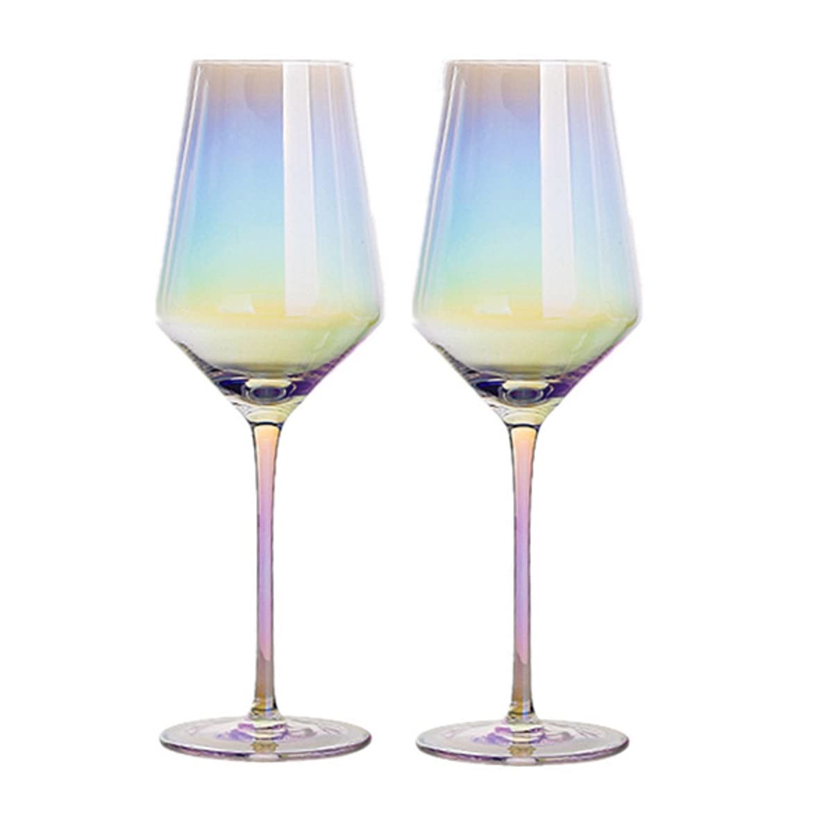 BBYY Wine Glasses Set of 2 Crystal Red Wine Glasses Hand Blown Iridescent White Wine Glasses Long Stem Lead-Free Premium Wine Glass for Wedding, Anniversary,Birthday, Gifts