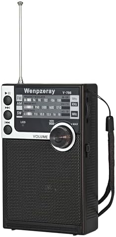 Y-706 Portable Pocket Radio AM FM SW Band Receiver Battery Operated Transistor with Good Loud Sound Speaker Support USB/TF Card Play Headphone Jack for Indoor Outdoor Emergency (Black)