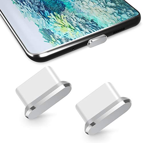 TITACUTE USB Type C Anti Dust Plug 2 Pack, USB C Port Plug Dust Cover with Mini Carrying Box Note 20 Dust Cap Plugs USB C Port Caps Protectors for Samsung Galaxy S20 FE S21 S22 OnePlus 8 9 Pro Silver
