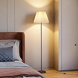 YESMAX Floor Lamp with Fabric Lampshade, Modern Tall Floor Lamps for Living Room, Floor Standing Lamps Home Decor, Floor Lighting for for Bedroom, Study Room, Office (Black)