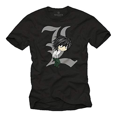 MAKAYA Anime Manga T-Shrit - Death by Ryuk - Camiseta Frikis Hombre Negro Note Talla...