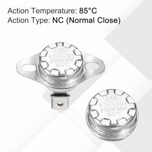 QUARKZMAN 8 Stück Thermoschalter 85°C Geschlossen 250V 16A Temperaturschalter Thermostat KSD301 Bimetall Thermoschutz für Mikrowellen, Backöfen, Kaffeemaschinen