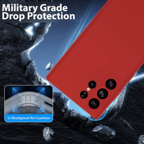 Image of LIRAMARK Liquid Silicone Soft Back Cover Case for Samsung Galaxy S22 Ultra (Red)