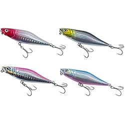 Señuelo Paseante 4 Piezas Kit de Señuelos de Pesca,Señuelo Pesca Currican para Mar, Señuelos Duros Flotantes Artificiales, para Agua Dulce y Salada para la Pesca, Trucha, Bagre, Bass, Salmón y Lucio