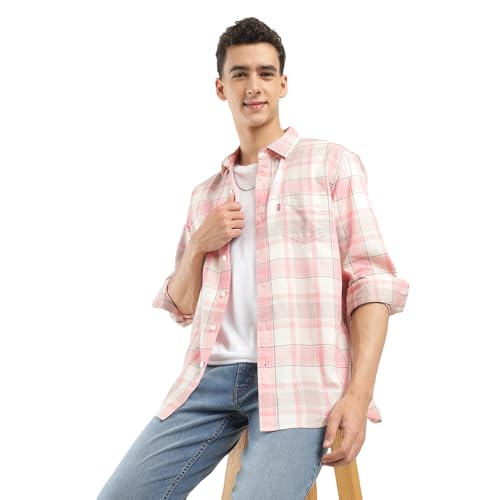 Image of Levi's Men Cotton Checkered Slim Fit Shirt