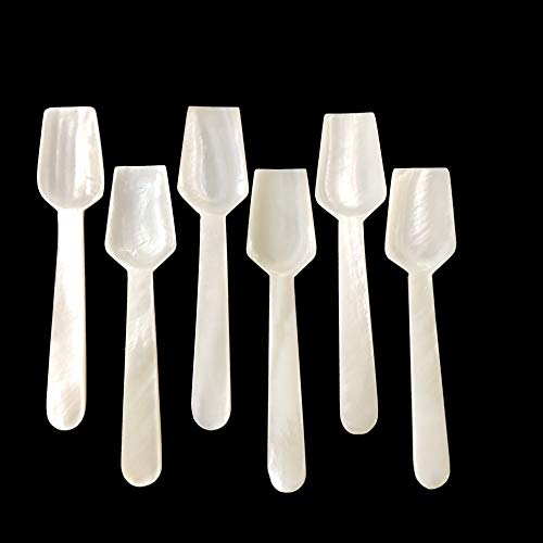 Set of 6 mother of pearl spoon from Vietnam- excellent gift idea Used for caviar condiment jam yaourt coffee dessert ice-cream make up comestic mask homemade skin care facial cream spoon