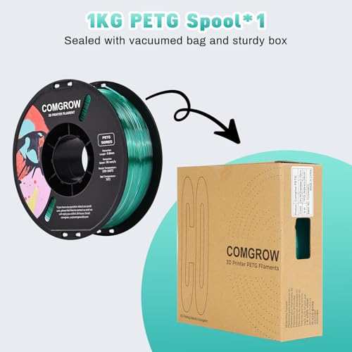 Image of Comgrow PETG 3D Printer Filament 1.75mm, High Precision and Tough 3D Printer Filament 1kg (2.2LBS), Dimensional Accuracy + /- 0.02 mm, Fit Most 3D Printers Gradient Green White